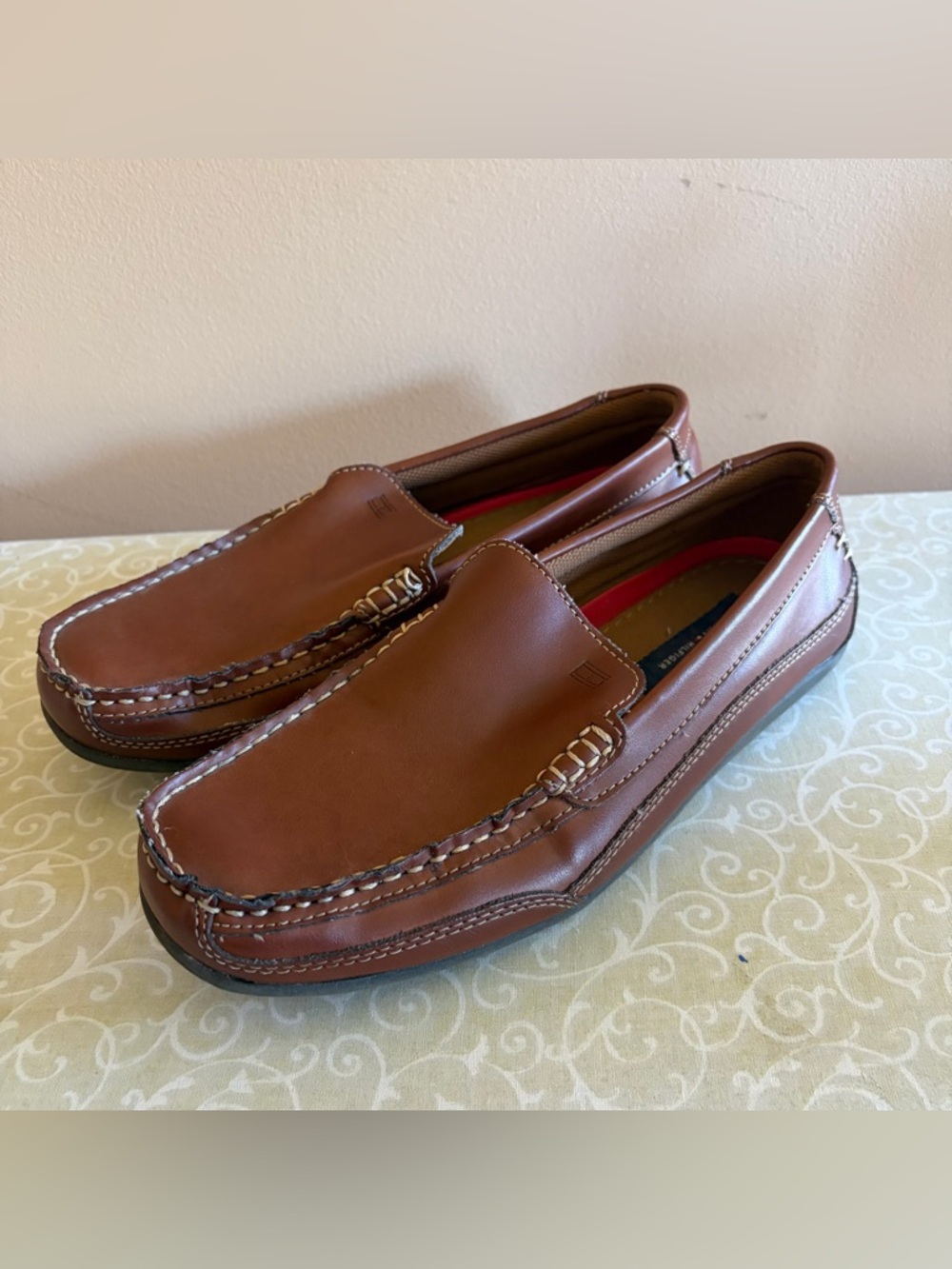 Tommy Hilfiger Men's Brown Slip-On Leather Loafers